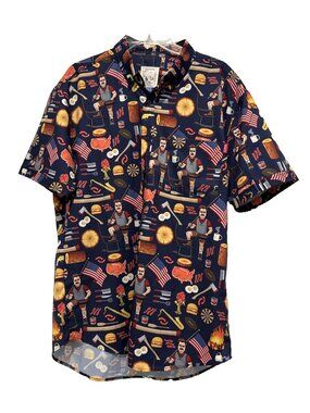 RSVLTS The Roosevelts Ron Swanson Parks and Rec NBC Button Up Shirt Size Large